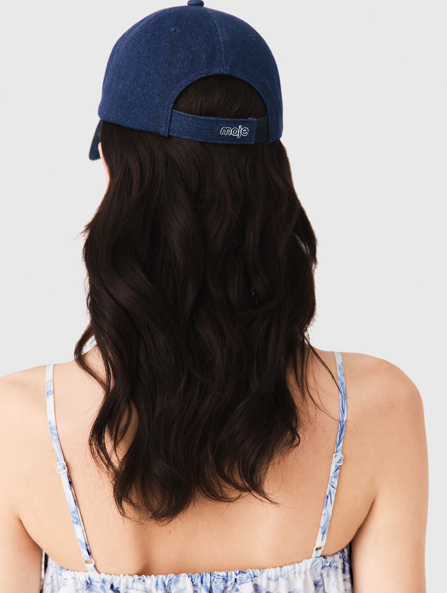 Raw denim cap with logo